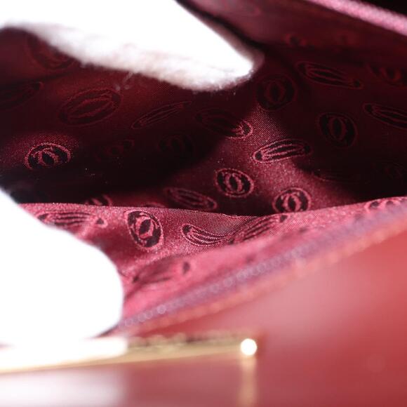 CARTIER Hand Bag Leather Bordeaux Gold Auth 146656 - Picture 12 of 16